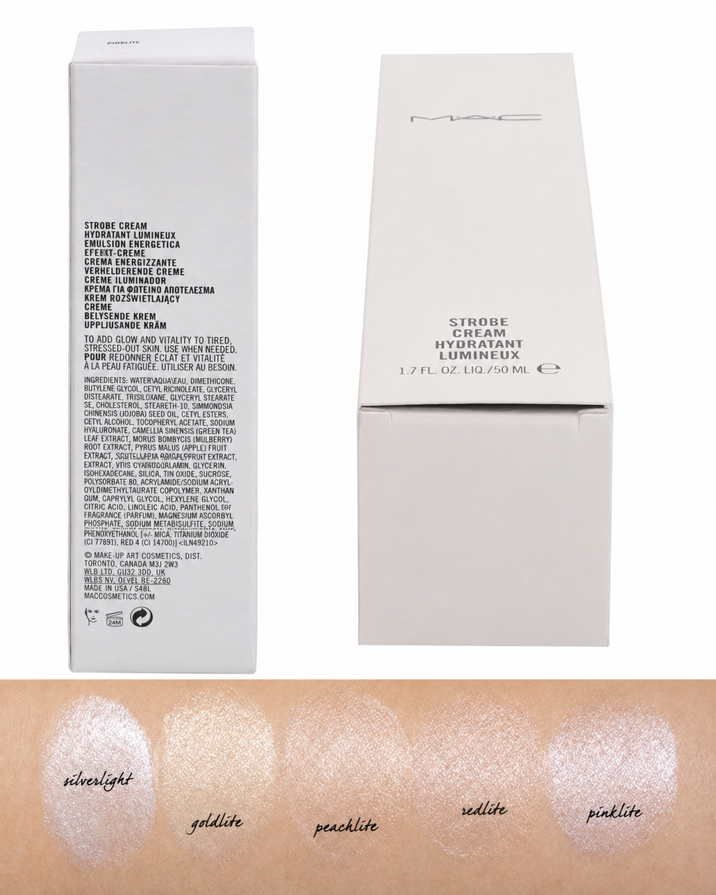 M·A·C Strobe Cream Moisturizer + Highlighter – Pinklite, 1.7 fl oz / 50 ml