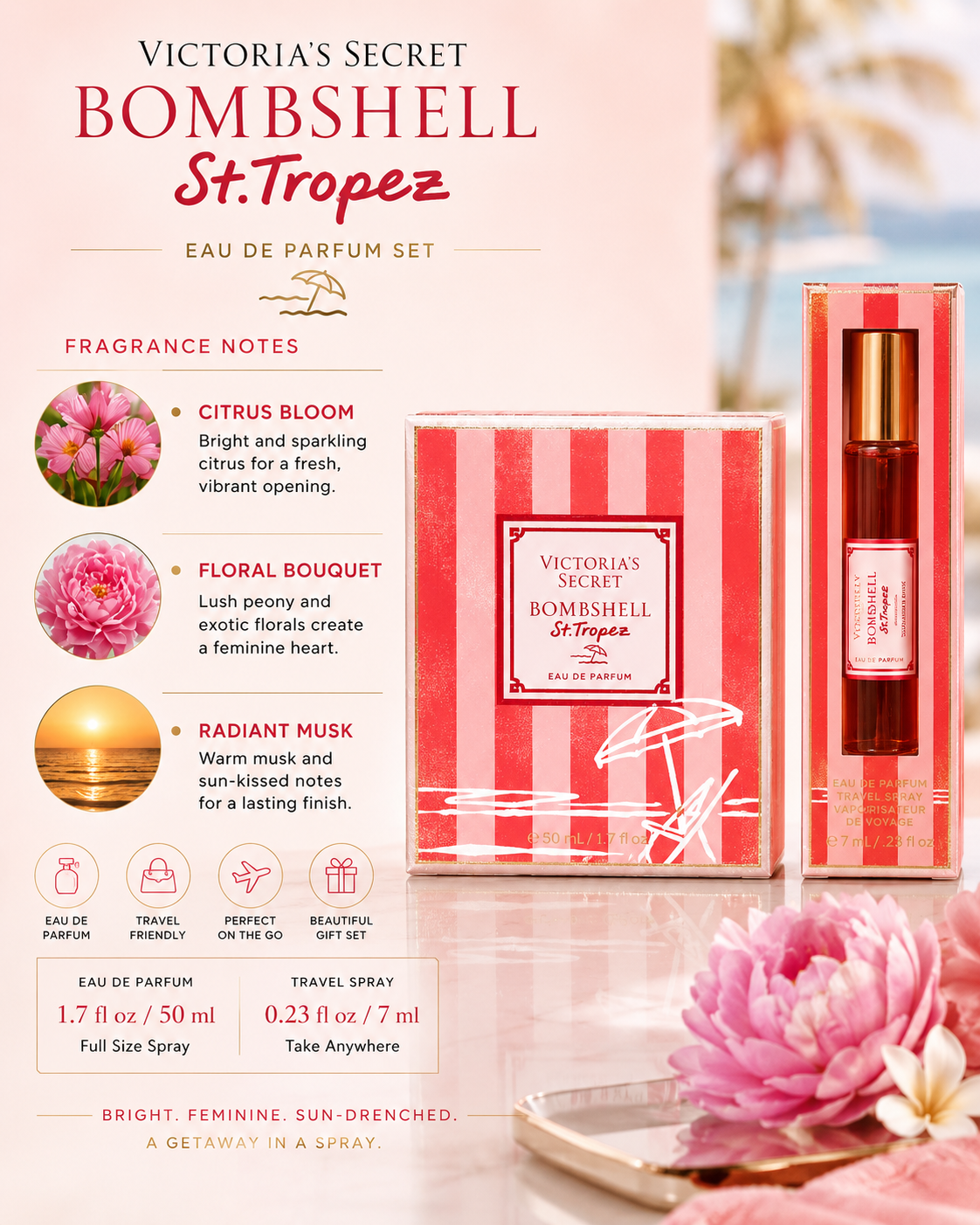 Victoria’s Secret Bombshell St. Tropez Eau de Parfum 2-Piece Set, 1.7 oz + Travel Spray