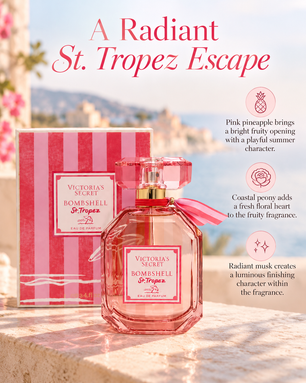 Victoria’s Secret Bombshell St. Tropez Eau de Parfum 3.4 fl oz Limited Edition