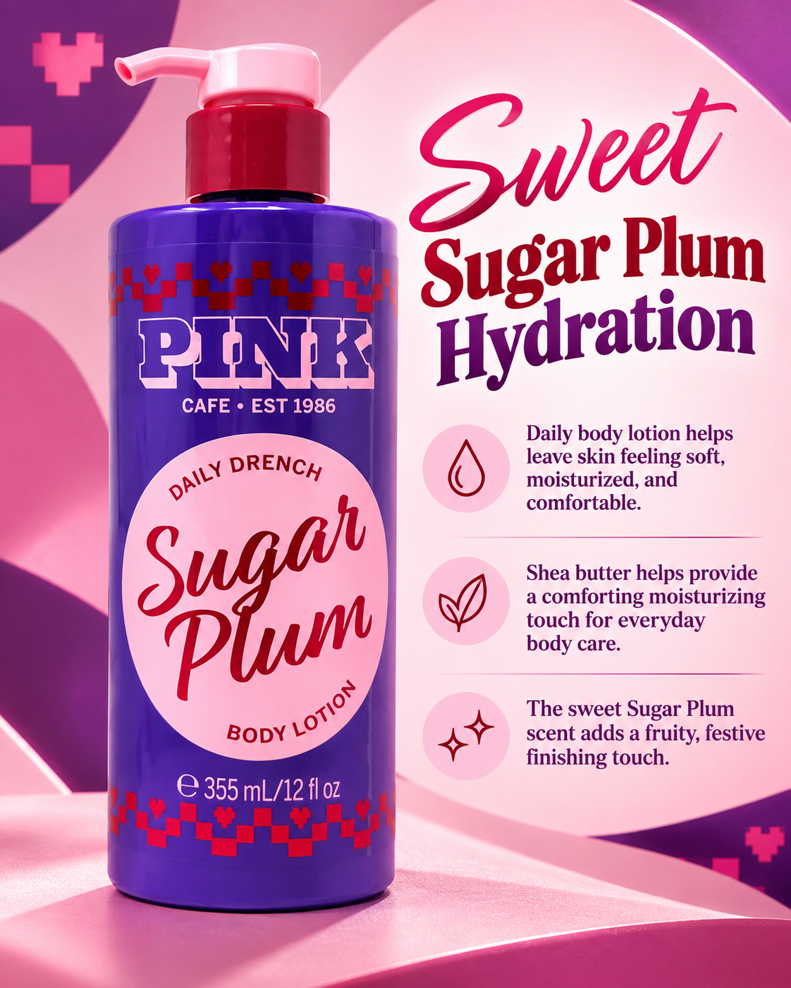 PINK Sugar Plum Daily Drench Body Lotion, 12 fl oz