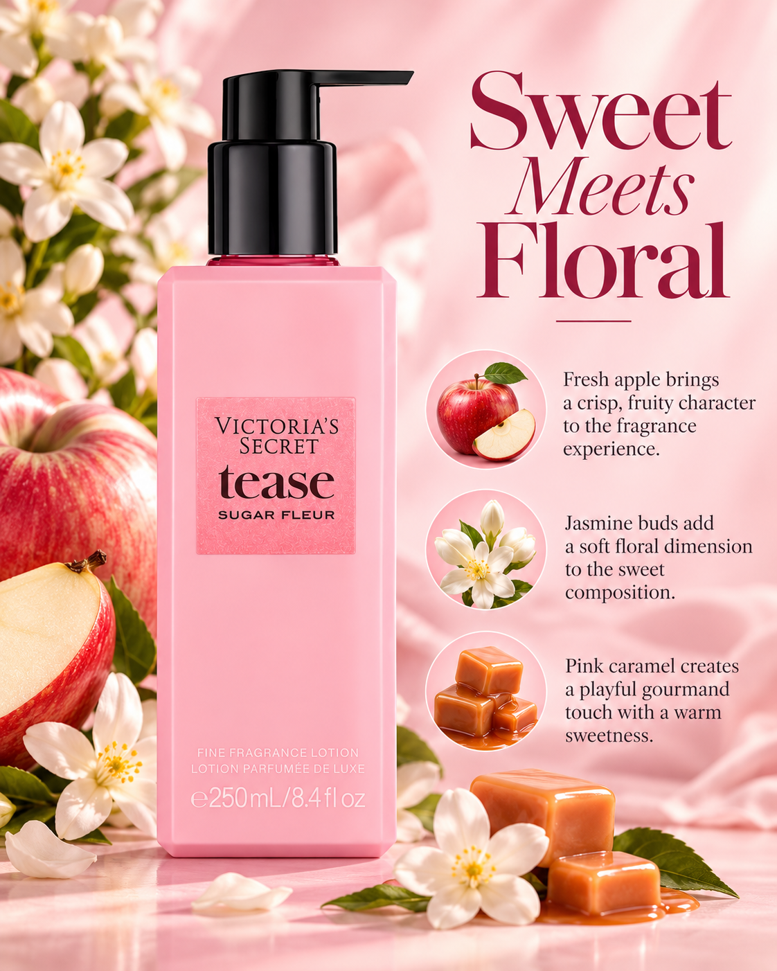 Victoria’s Secret Tease Sugar Fleur Fine Fragrance Lotion, 8.4 oz