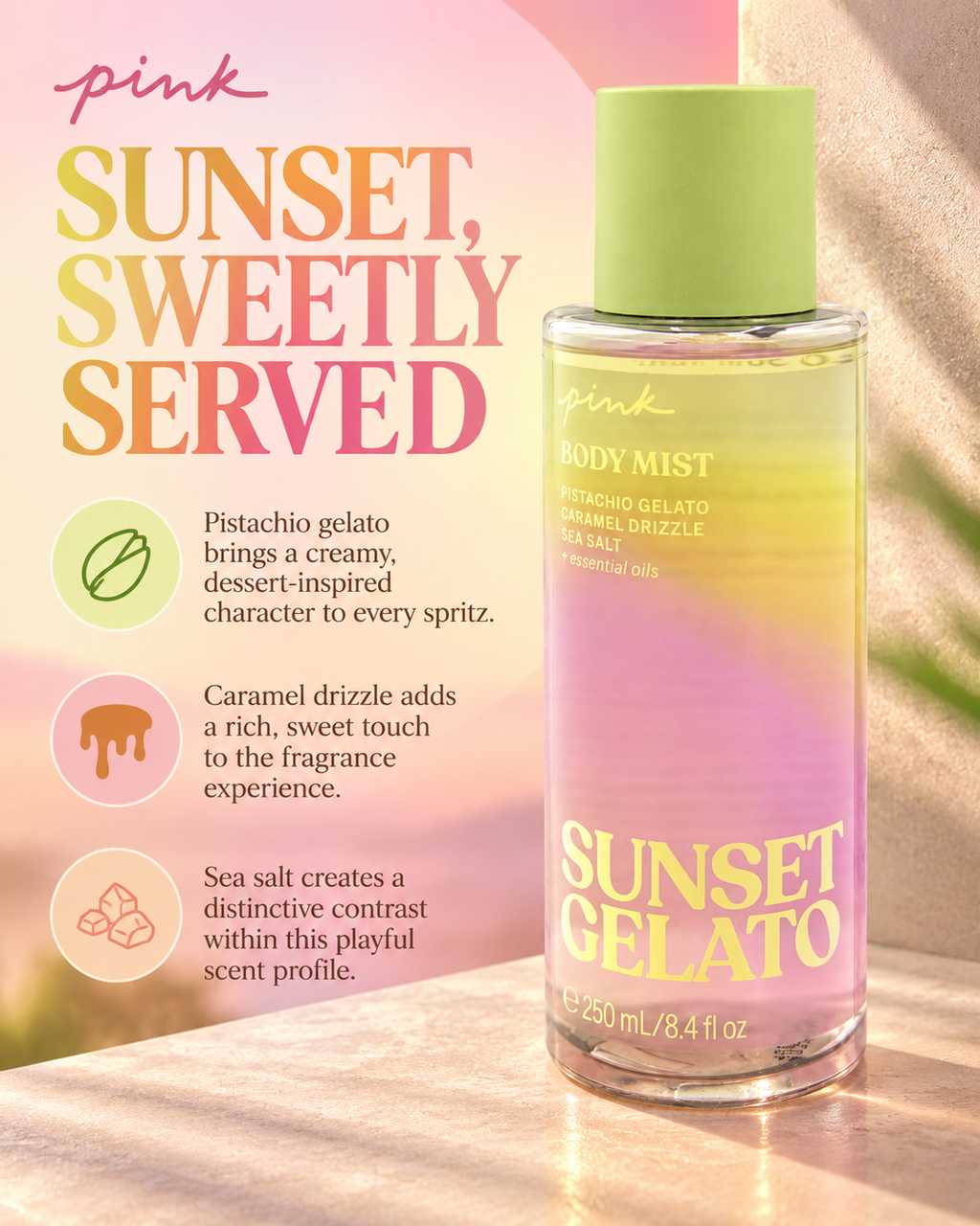 Victoria’s Secret PINK Sunset Gelato Body Mist, 8.4 fl oz