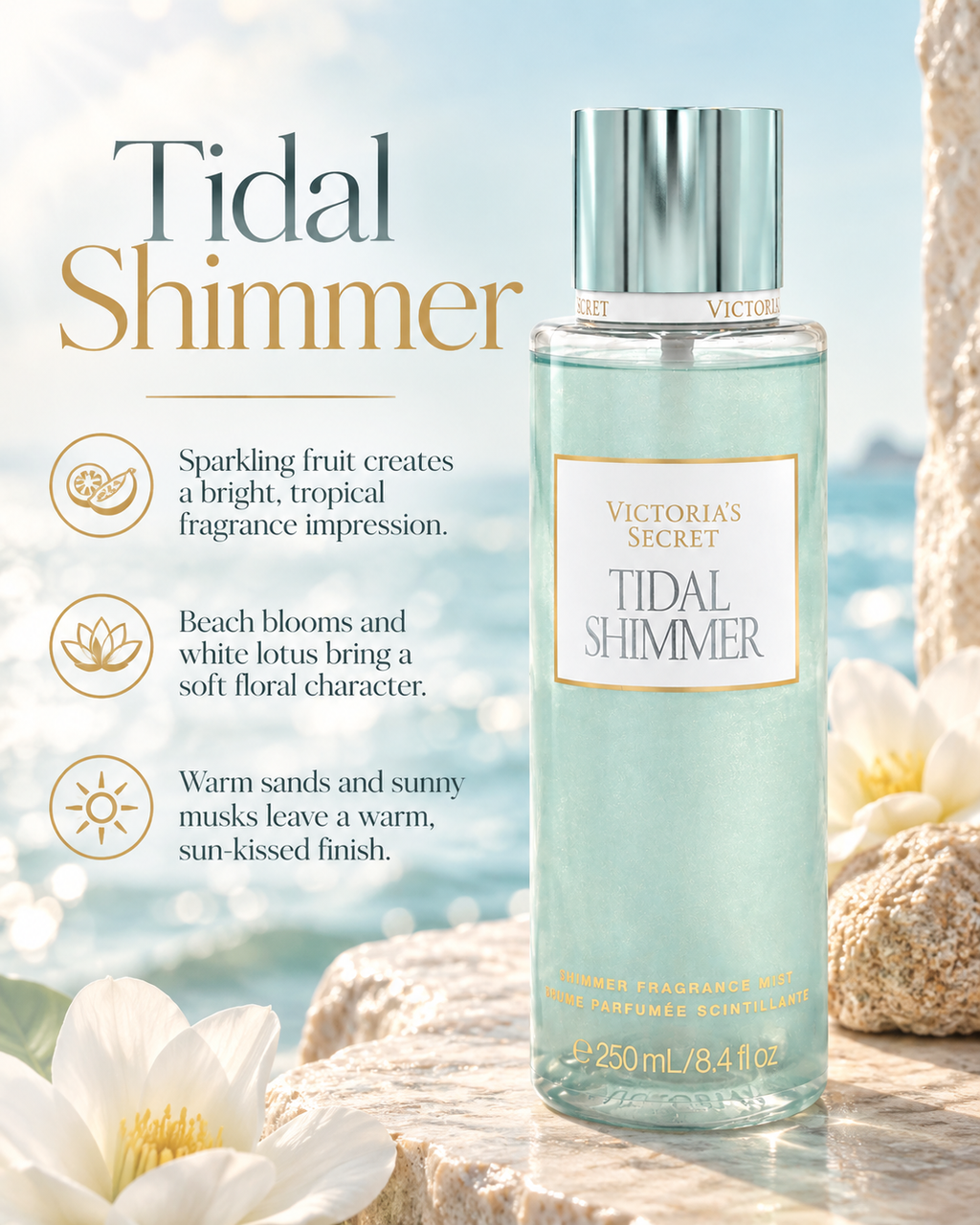 Victoria’s Secret Tidal Shimmer Shimmer Fragrance Mist, 8.4 fl oz (250 mL)