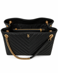Victoria’s Secret The Victoria Black Quilted Tote Bag with Gold Chain Handles, Large, NWT