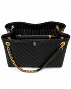 Victoria’s Secret The Victoria Black Quilted Tote Bag with Gold Chain Handles, Large, NWT