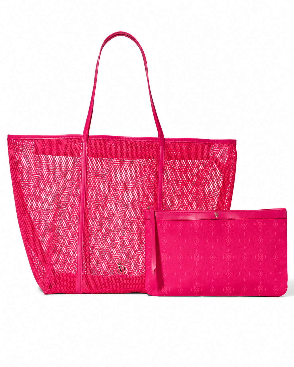 Victoria’s Secret Hot Pink Mesh Tote and Pouch Set