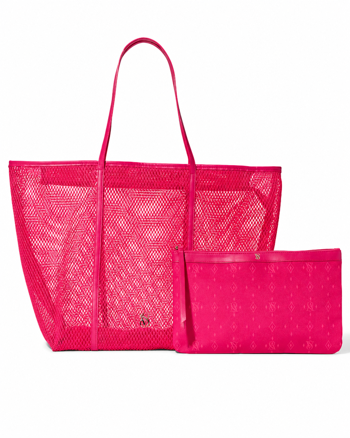 Victoria’s Secret Hot Pink Mesh Tote and Pouch Set