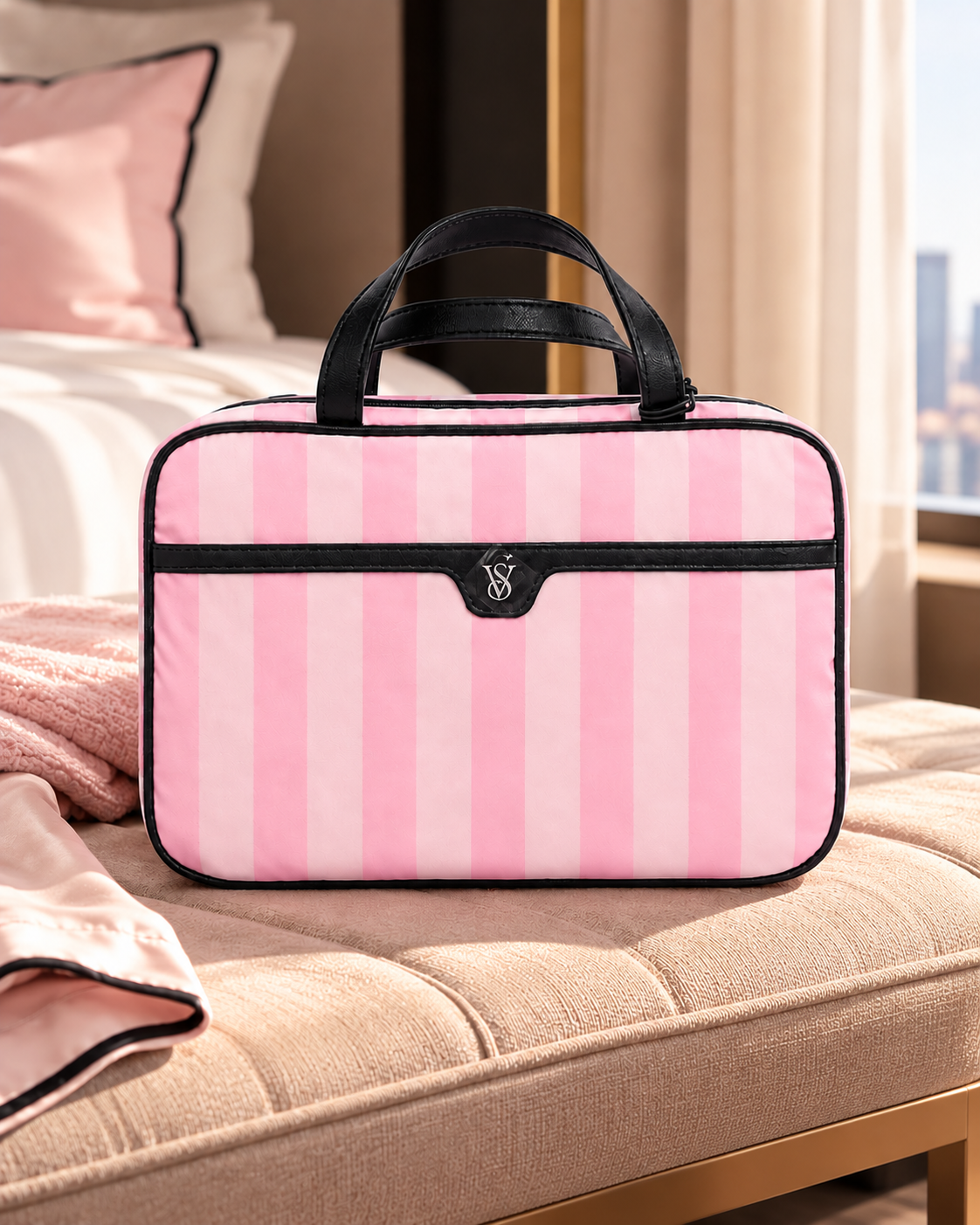 Victoria’s Secret Travel Hanging Toiletry Bag – Pink Stripe