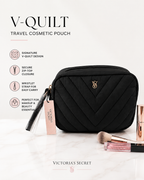 Victoria’s Secret V-Quilt Travel Cosmetic Pouch with Wristlet, Black