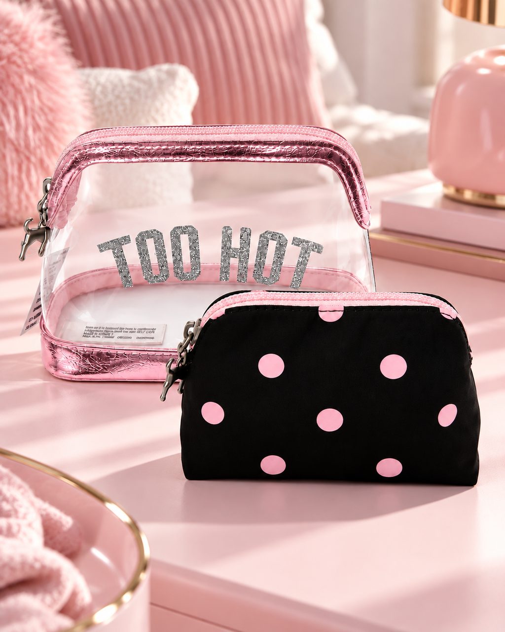 Victoria's Secret PINK Makeup Bag Duo, Black Dot
