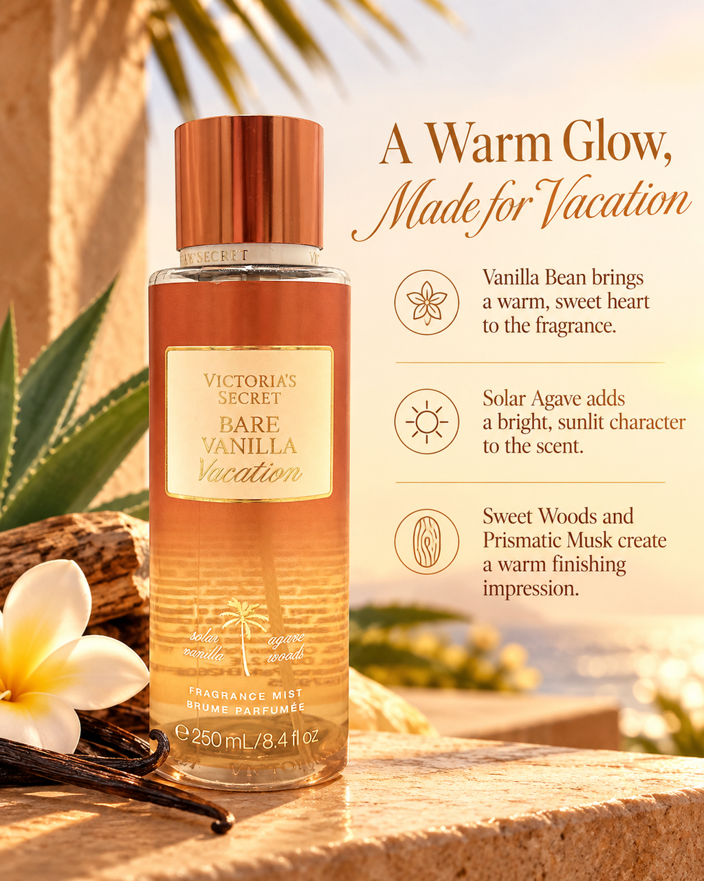 Victoria’s Secret Bare Vanilla Vacation Fragrance Mist 8.4 fl oz