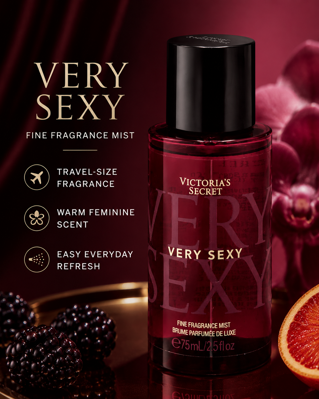 Victoria’s Secret Very Sexy Fine Fragrance Mist Travel Size 2.5 fl oz