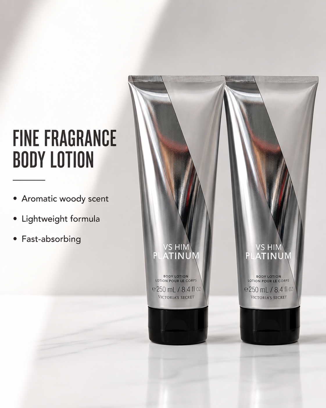 Victoria’s Secret VS HIM Platinum Fine Fragrance Body Lotion, 8.4 fl oz, 2-Pack