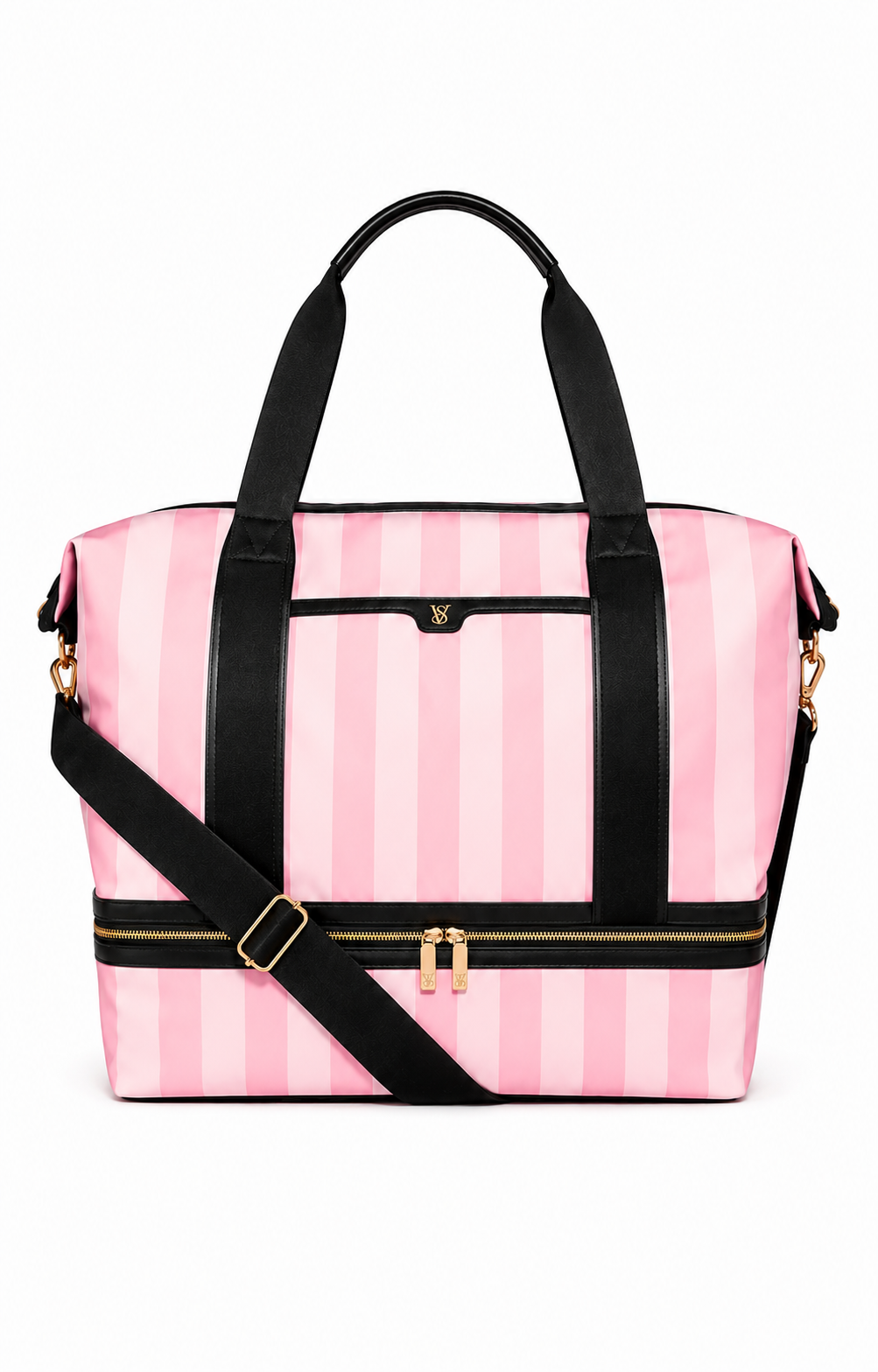 Victoria’s Secret Signature Stripe Weekender Tote Bag Pink & White