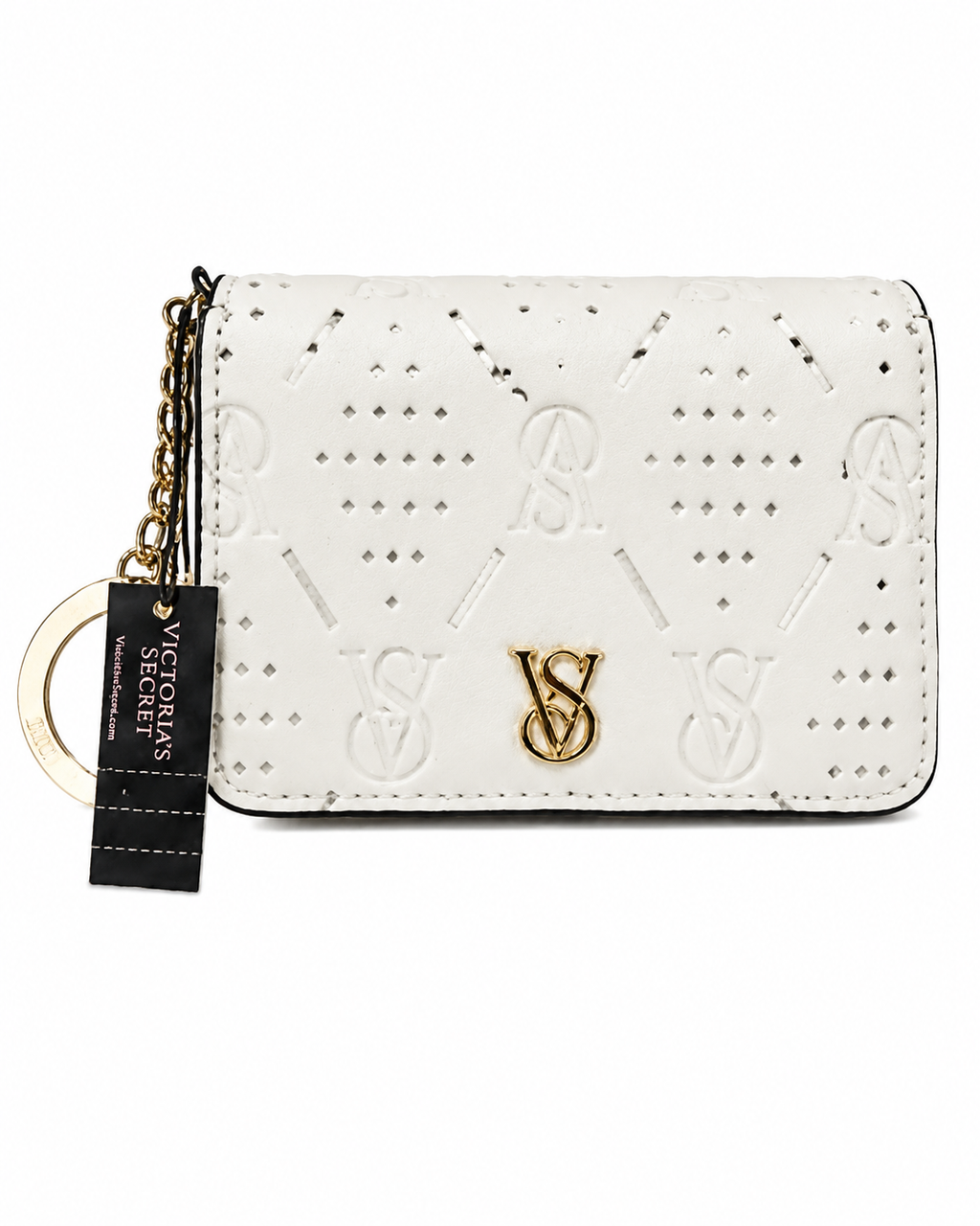 Victoria’s Secret VS Monogram Card Holder Keychain Wallet, White